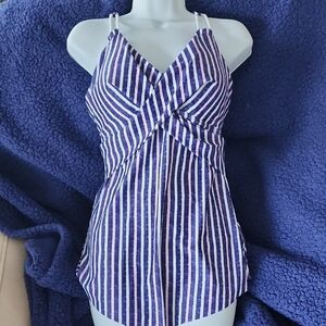 Striped Purple and White Women's Top
